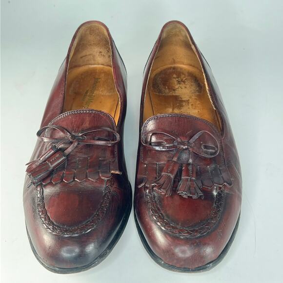 Johnston & Murphy Leather Tassel Slip-on Loafer Dress Shoes Brown Men 9.5